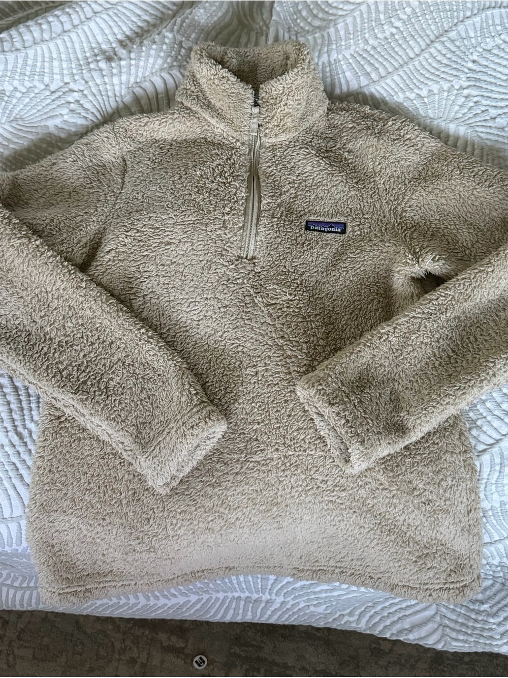 Patagonia Beige Sherpa Quarter-Zip Pullover